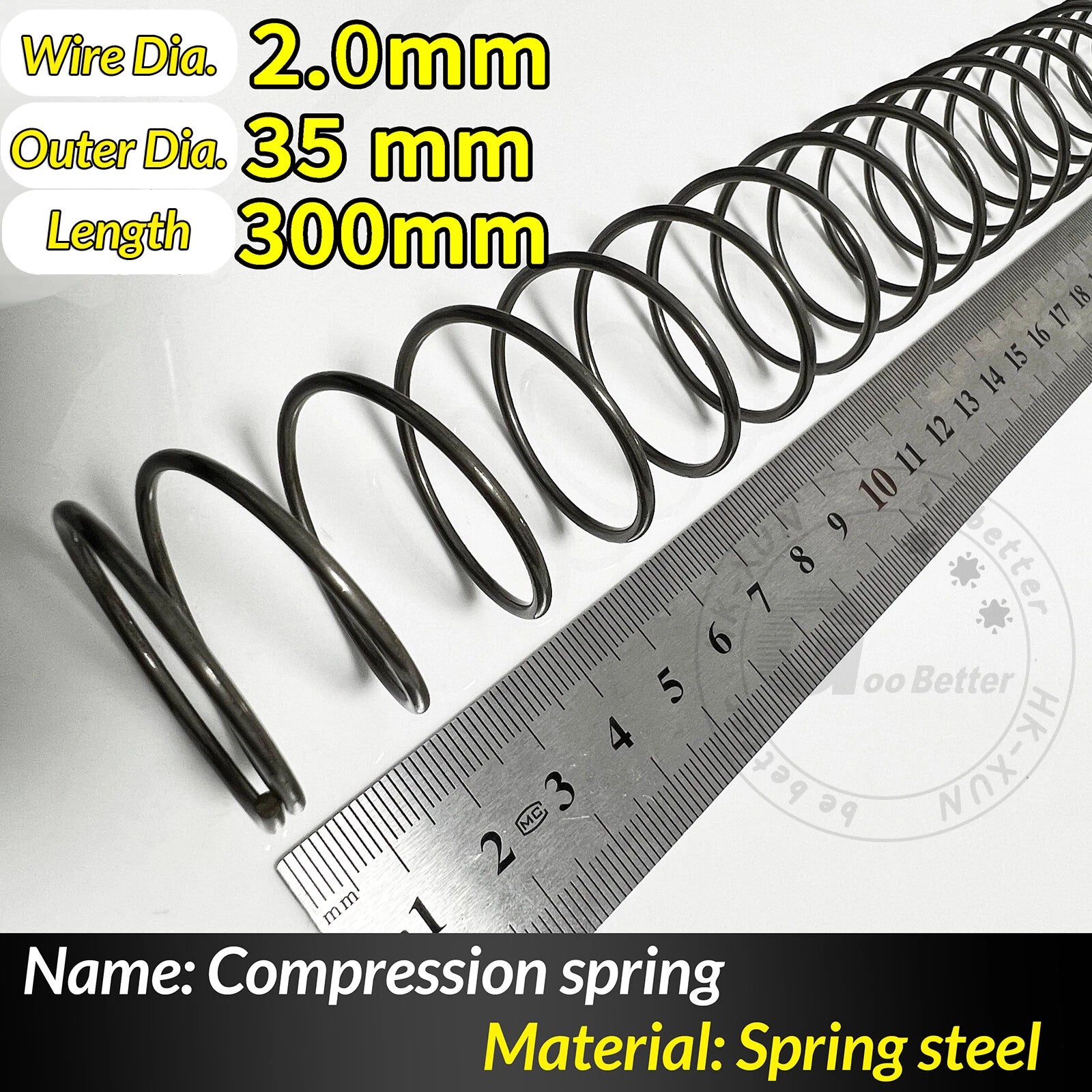 Compression Spring Pressure Springs, Wire Dia 2-3.5mm, OD 10-60mm, Length 300mm