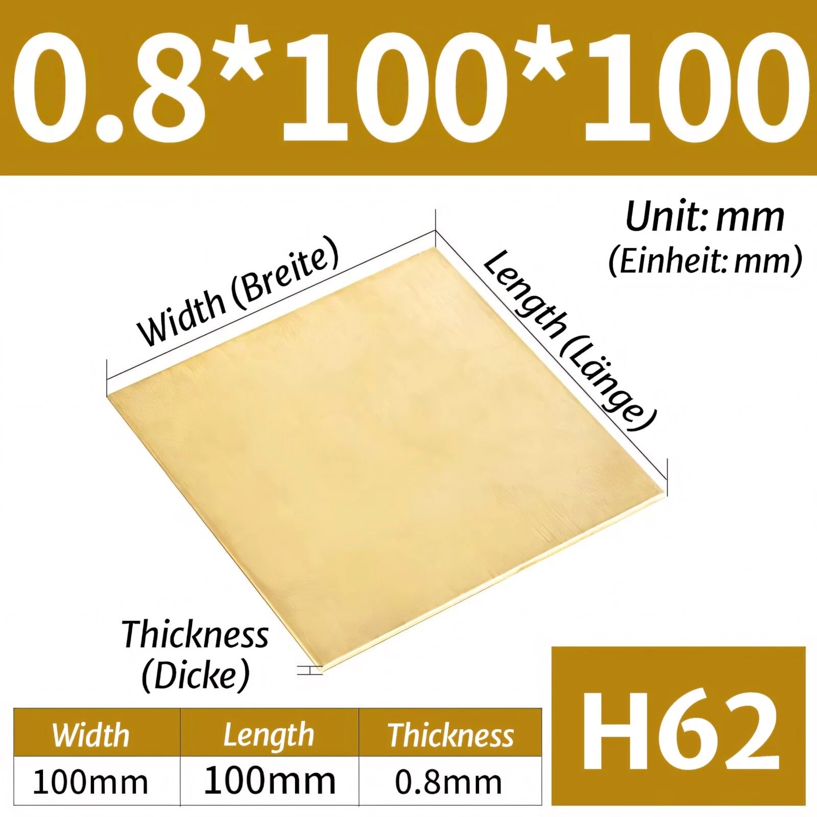 H62 Brass Sheet Plate Guillotine Offcuts, Various Multiple Sizes 0.3mm-8mm Thick