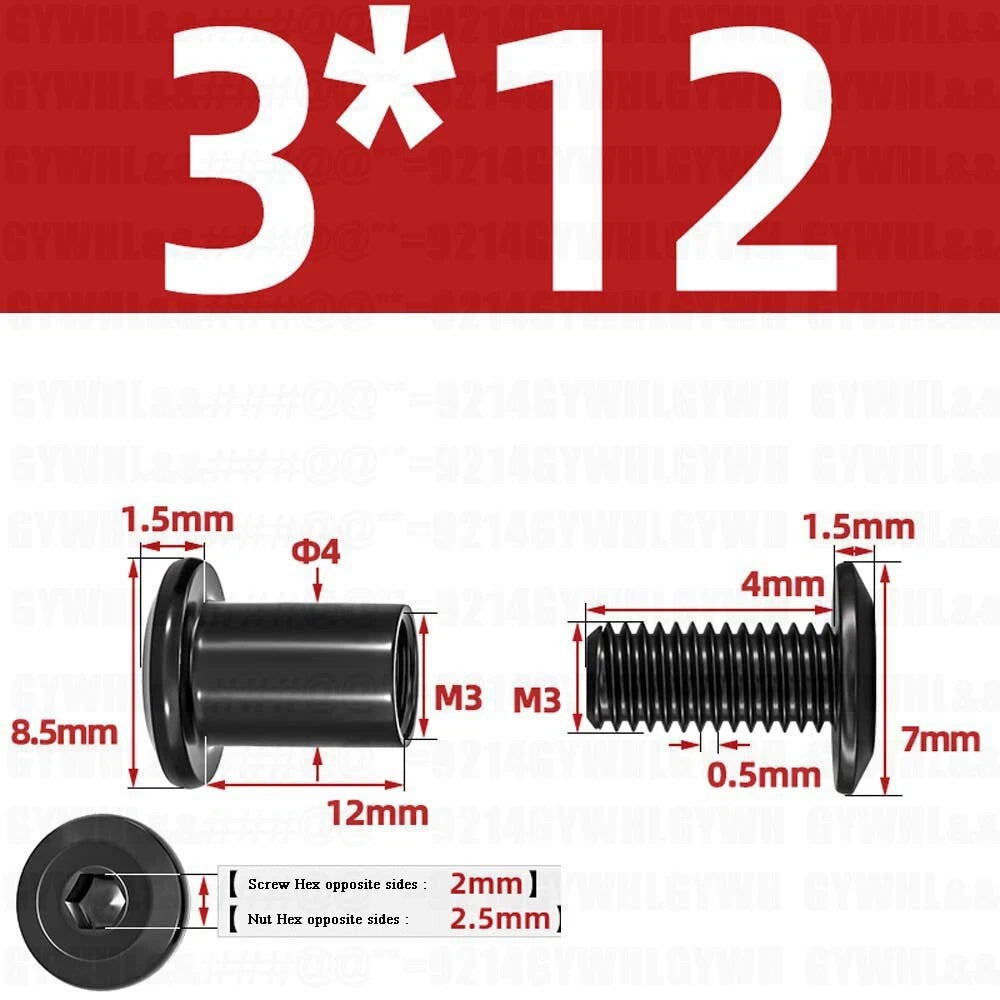 Metric Furniture Connector Bolts with End Cap Nuts — Stainless Steel M2 to M10