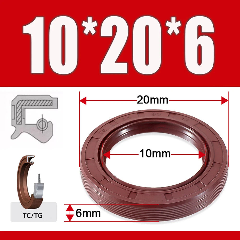 Metric TC Oil Seal FKM Dual Lip Rotary Shaft Seal 8mm–40mm Bore