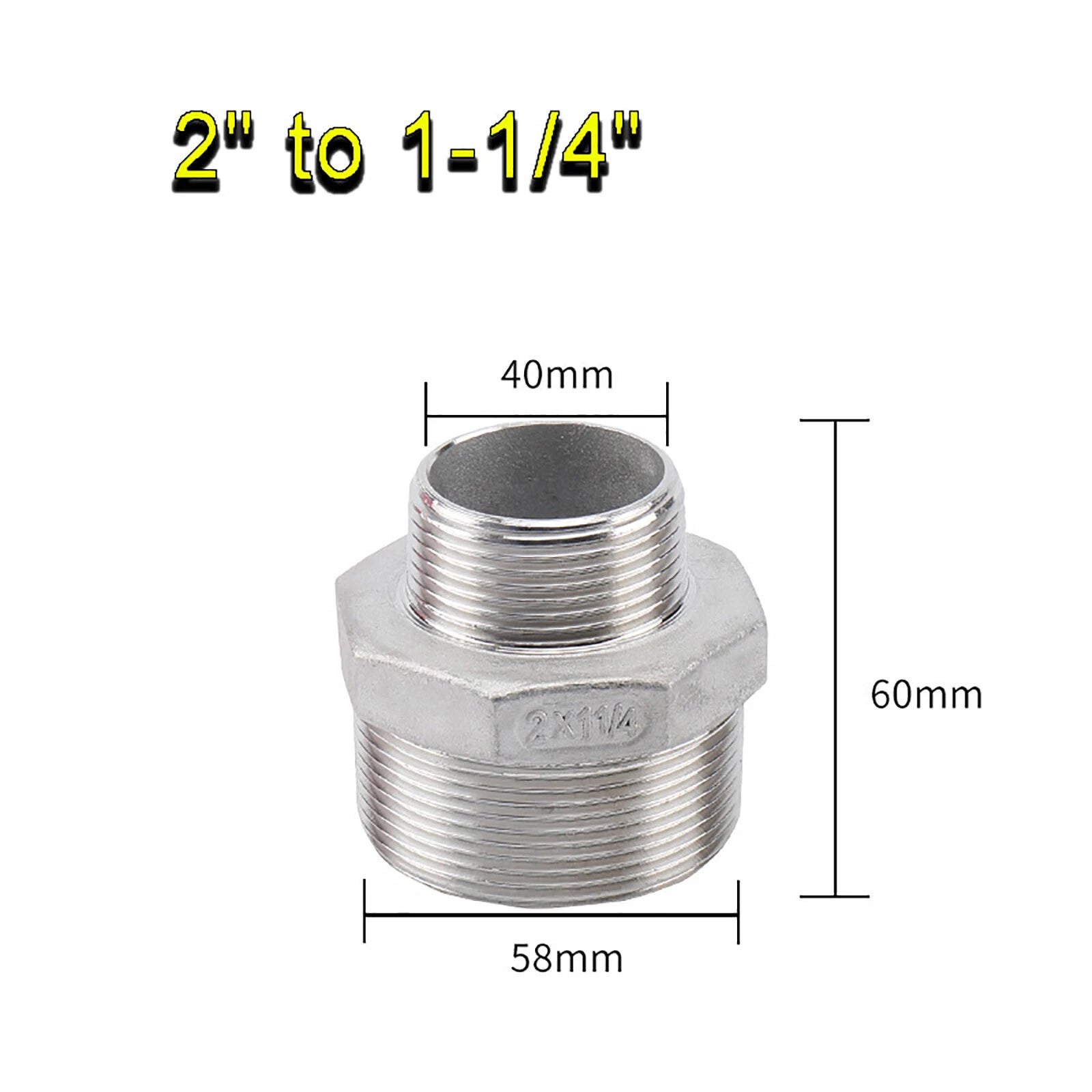 BSP Male to Male Reducing Hex Nipple 304 Stainless Steel Pipe Connector