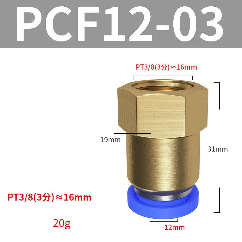 Pneumatic Push In Fitting Female Stud Straight Air Hose Inline Connector Line