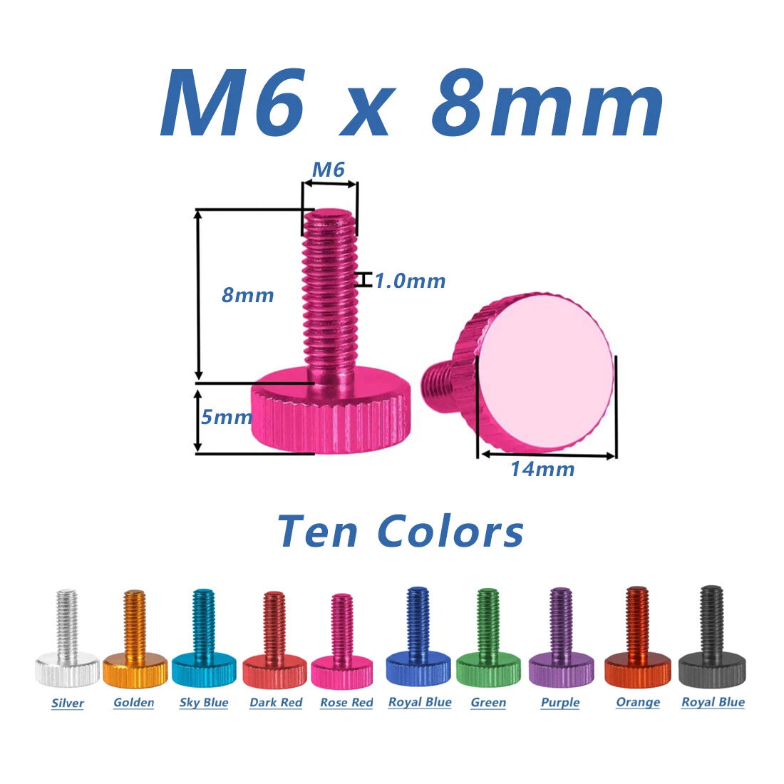 Knurled Thumb Screws Aluminum Alloy — M2 M2.5 M4 M5 M6 Flat Head Hand Grip Knob Bolts