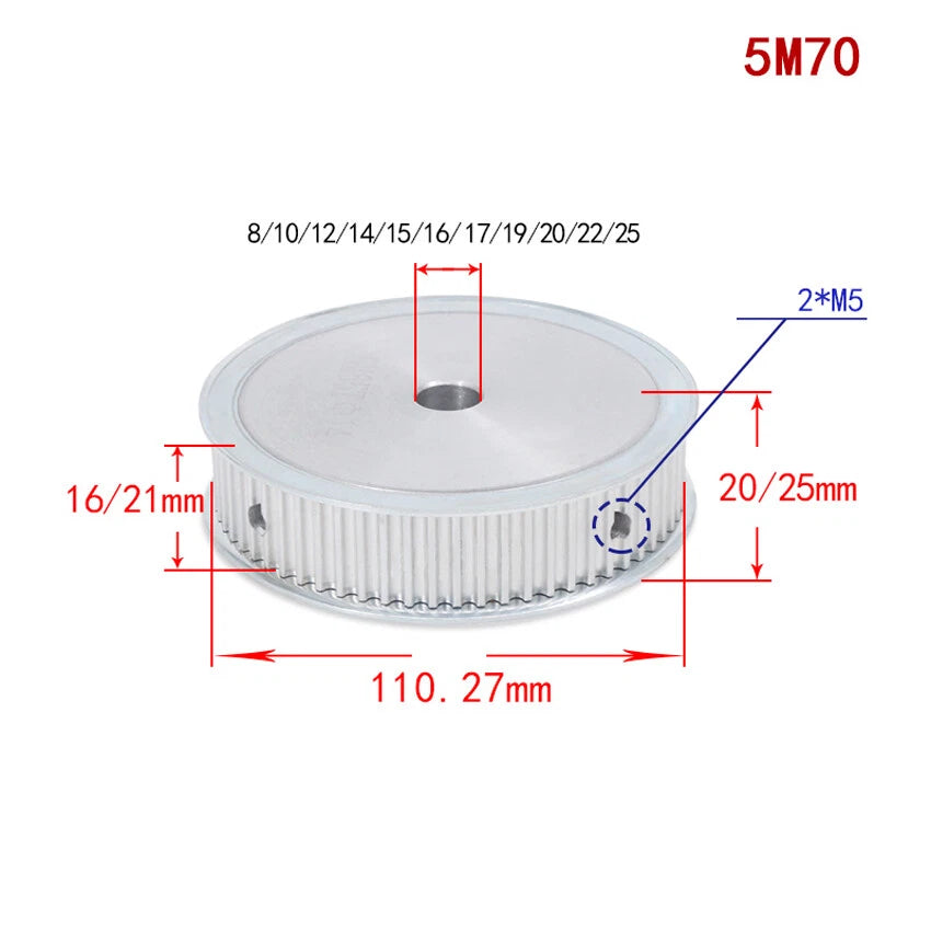 HTD-5M 12T-100T Timing Belt Pulleys Pitch 5mm AF-type Drive Pulley Width 21mm