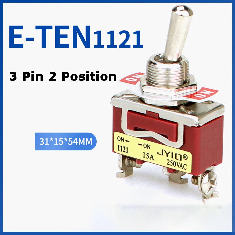 Metal Toggle Switch 250V AC 15A — On/Off Flick Switch for Dashboard & Panel (BEM / E-TEN)