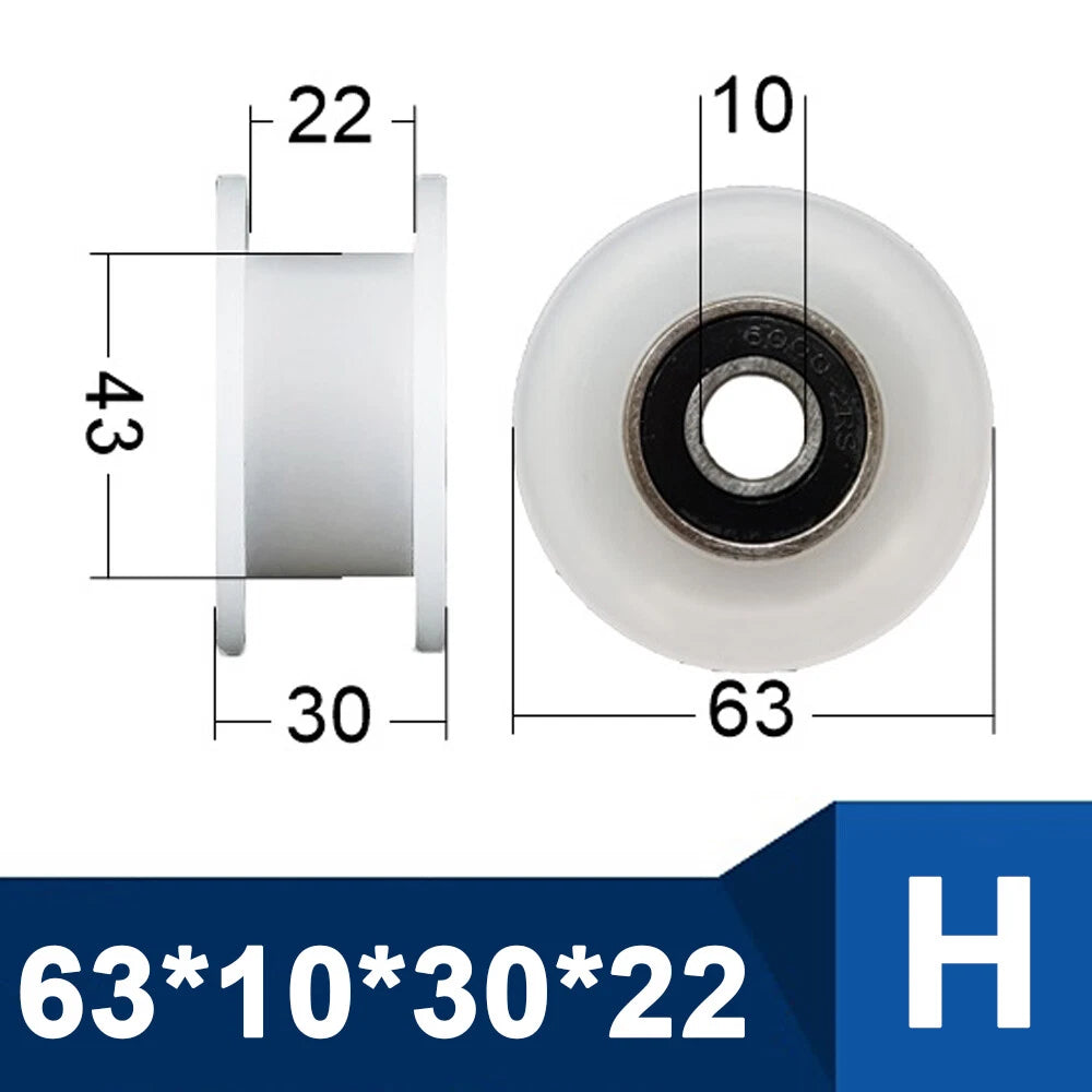 OD 30-85mm Nylon Pulley Wheel with Ball Bearing U/V/H Groove for Door and Window
