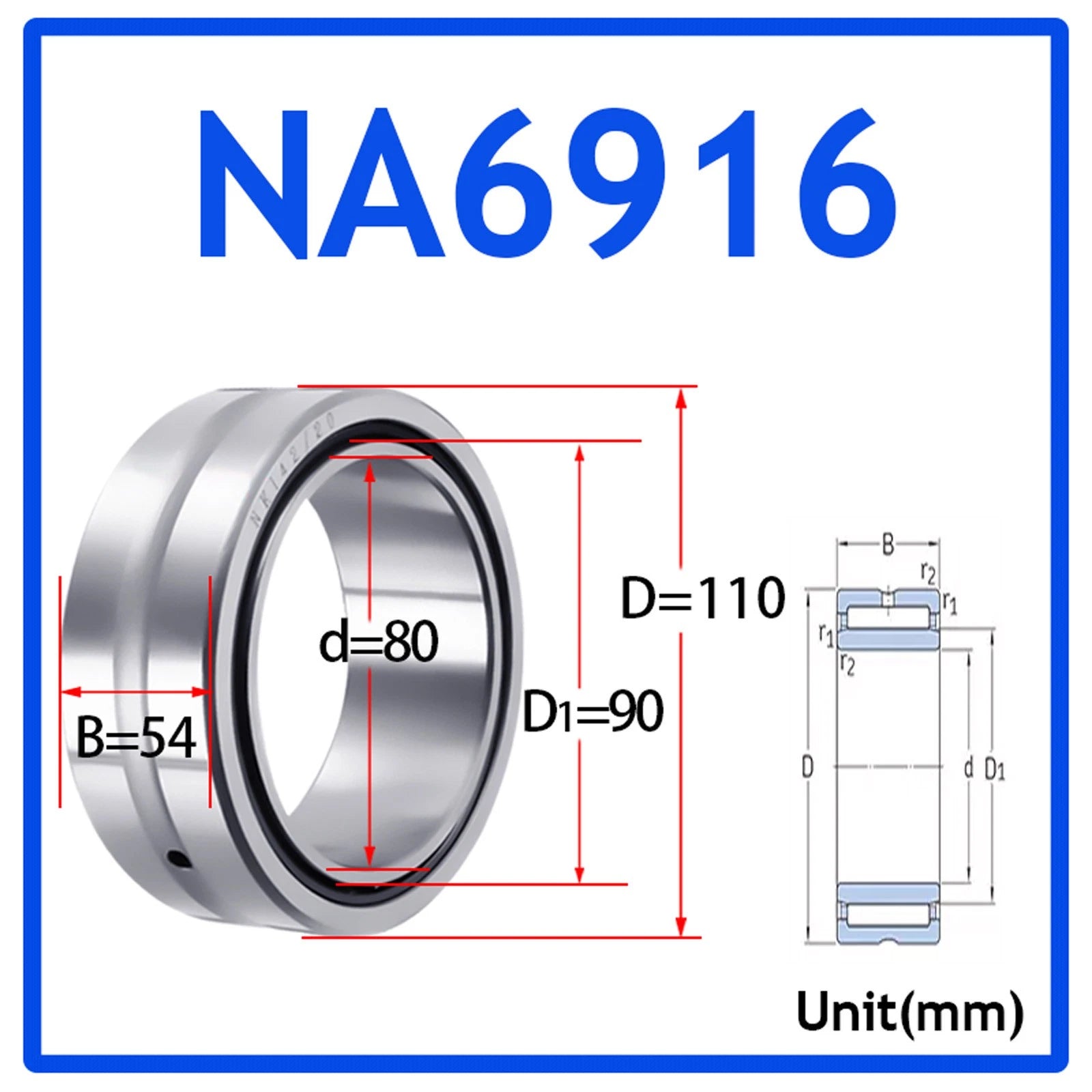 Needle Roller Bearings With Inner Ring High-Quality NA4900 - NA6920 ID 10-100mm