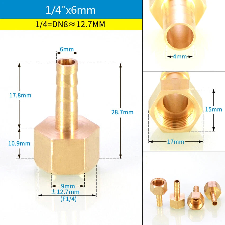 BSP Male & Female Thread Barb Hose Tail Connector — Air Fuel Water