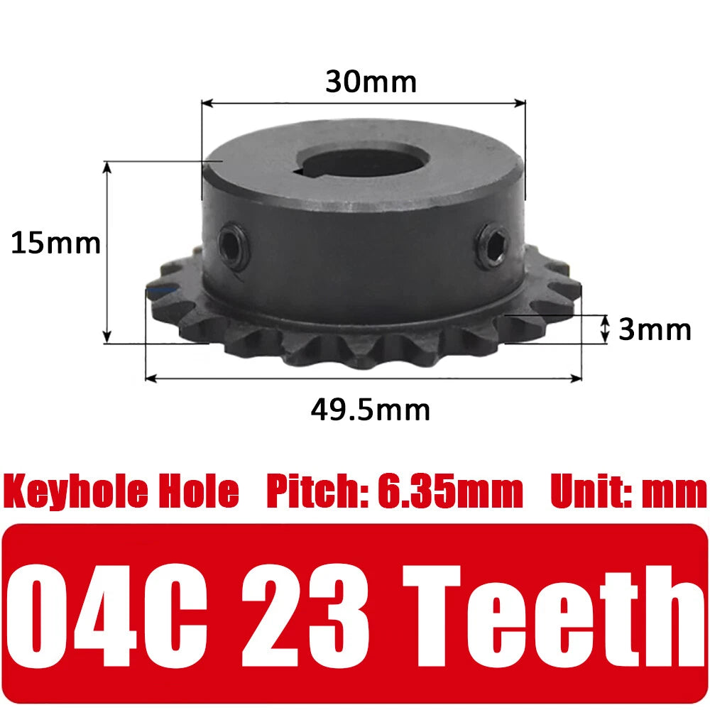 04C Roller Chain Drive Sprocket Wheel 11T-40T Keyhole Hole 8mm-30mm Pitch 6.35mm