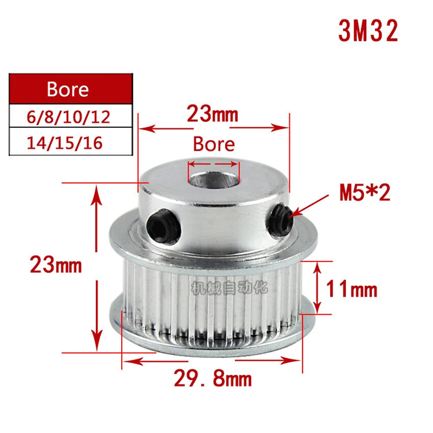 HTD-3M 12-150T Timing Belt Pulleys Synchronous Wheel With Step Tooth Width 11mm