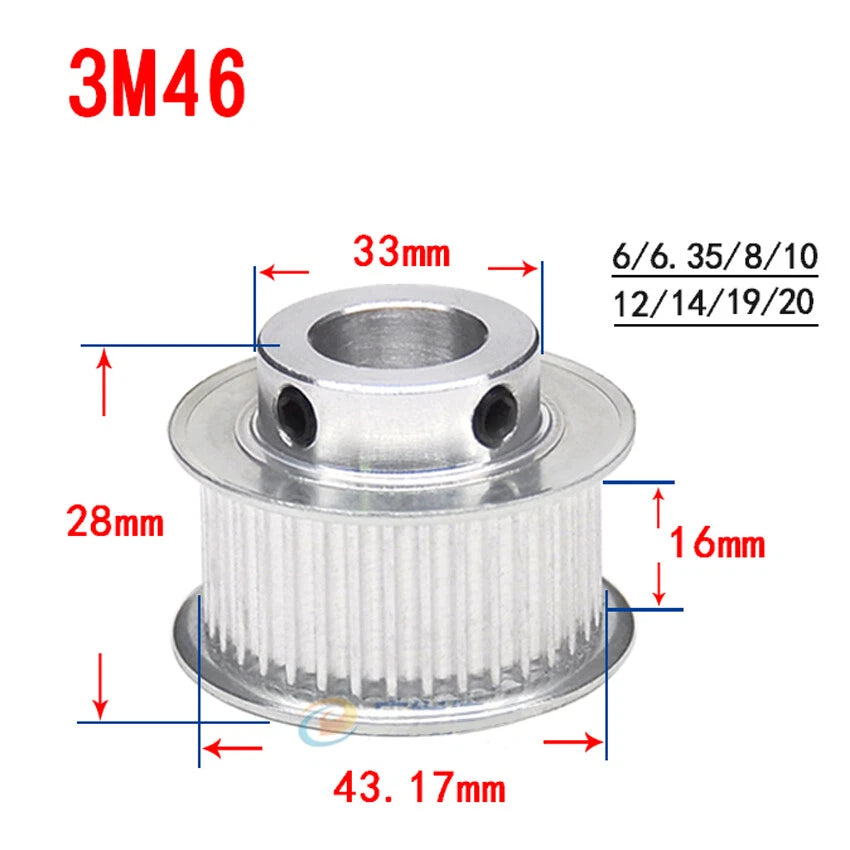 HTD-3M 12T-150T Timing Belt Pulley With Step Bore 8-25mm, For 15mm Width Belt