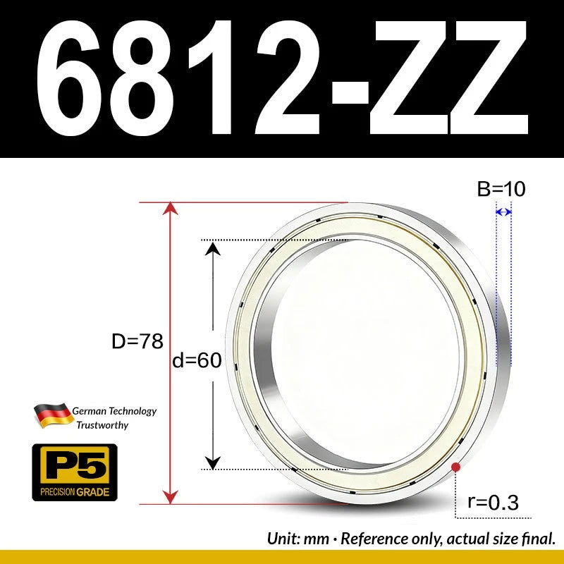 Thin Wall Bearings Deep Groove Ball Bearing ZZ or RZ, ID 10-95mm, OD 19-120mm