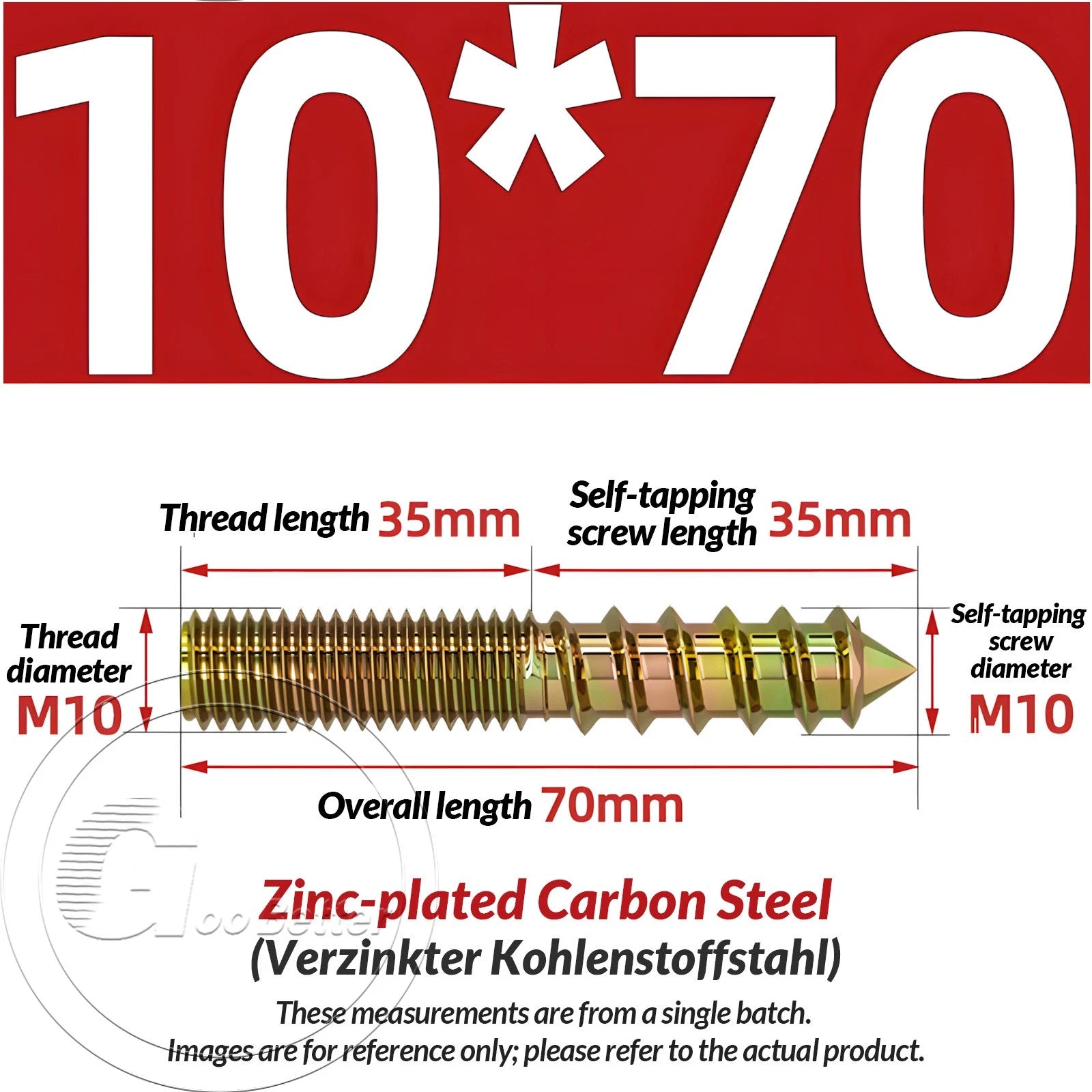 Galvanized Double-Ended Hanger Bolts M4 M5 M6 M8 M10, Wood-to-Metal Screws