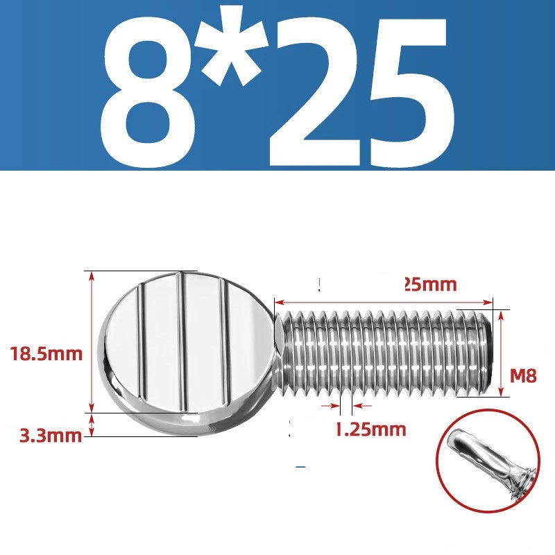 M4–M10 & 1/4"-5/16" Spade-Head Thumb Screws – A2 304 Stainless Steel, Tool-less Hand Grip