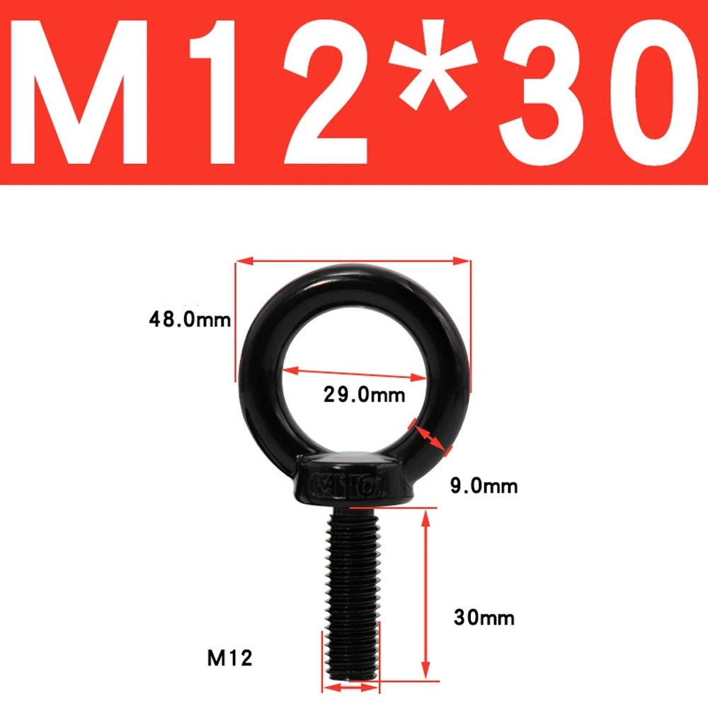 Black 304 Stainless Steel Eye Bolts and Eye Nuts — M3 to M20 Lifting Hardware - HomeDIYer