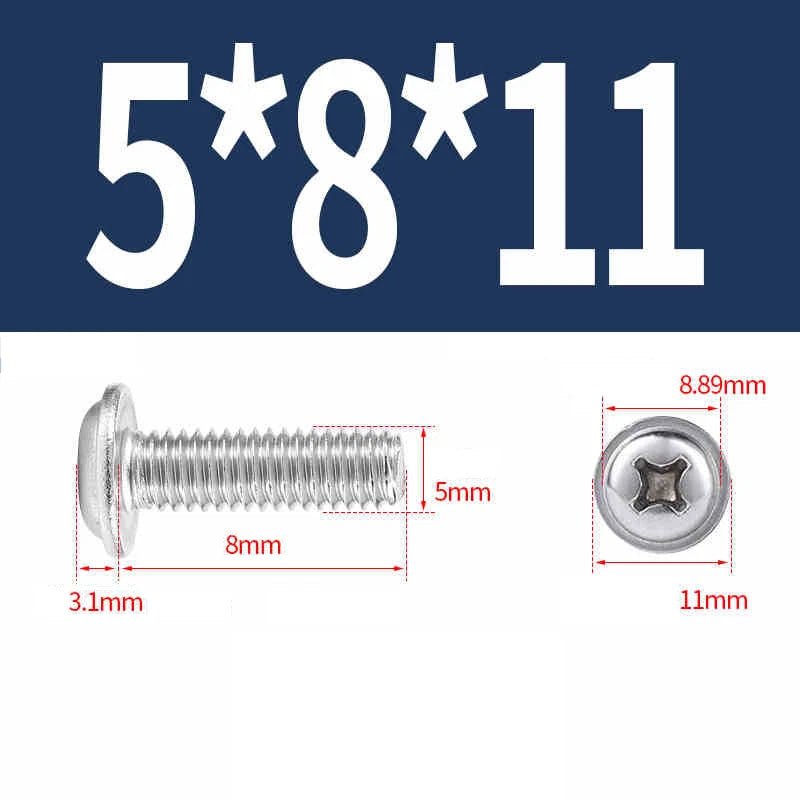 Phillips Flanged Pan Head Machine Screws 316 Stainless Steel M3 M4 M5 M6 - HomeDIYer