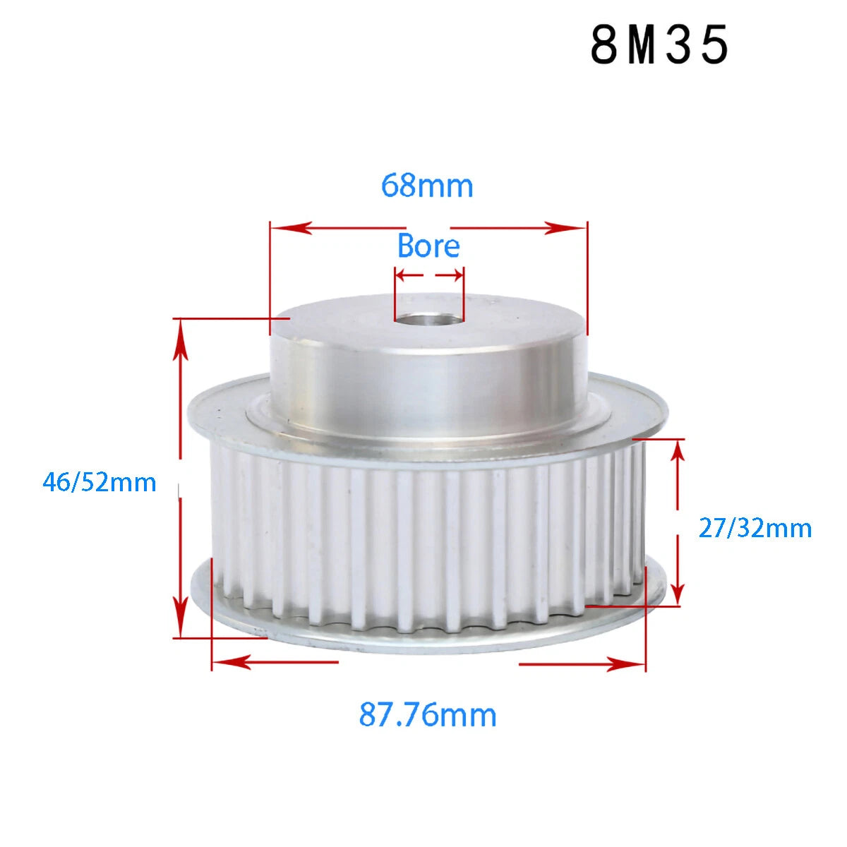 BF-type HTD8M 25mm-30mm Timing Belt Pulley 12 - 72 Tooth for CNC Step Motor