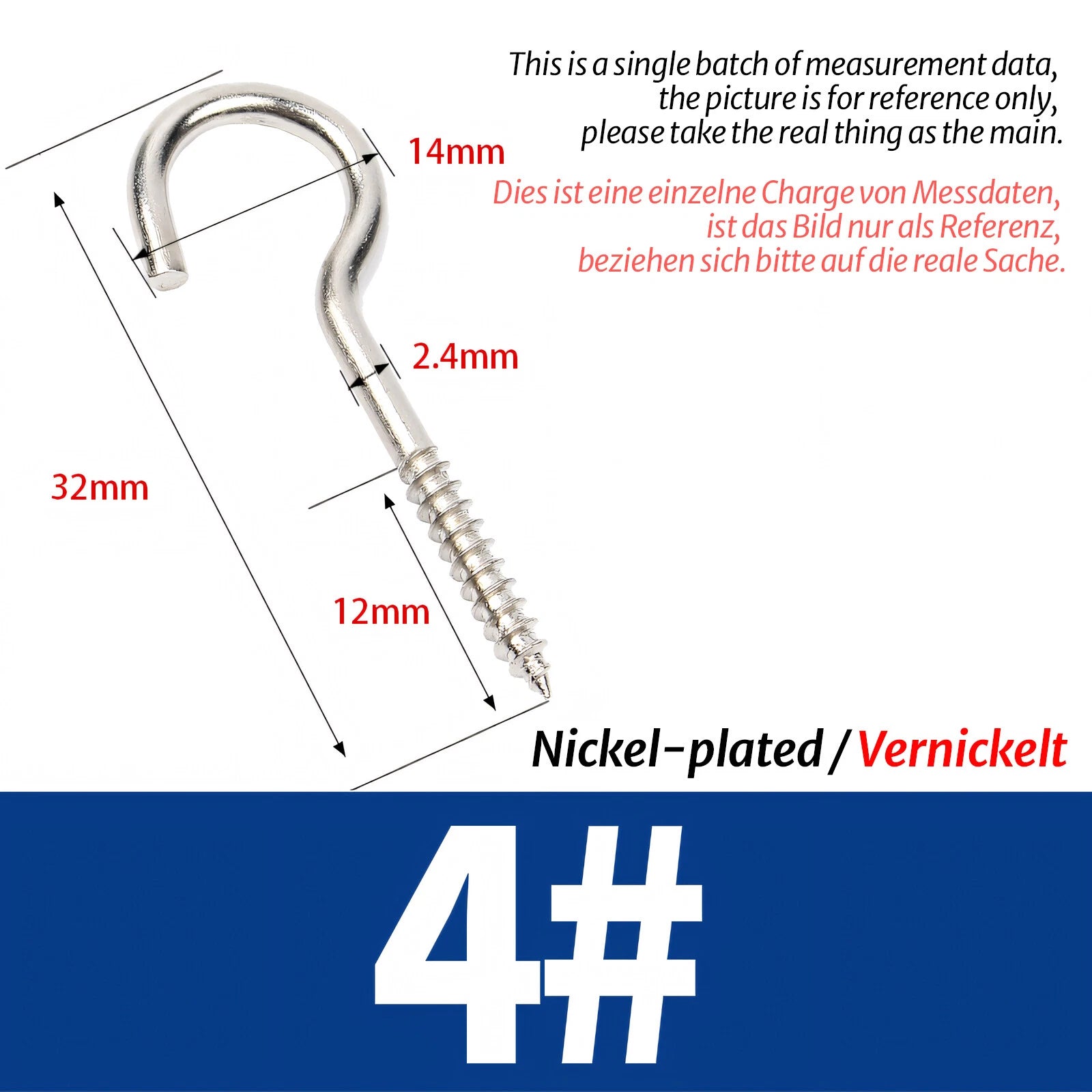 Screw-In Eye Hooks & Open Hooks — Nickel, Zinc & 304 Stainless, 16–106mm, All Sizes
