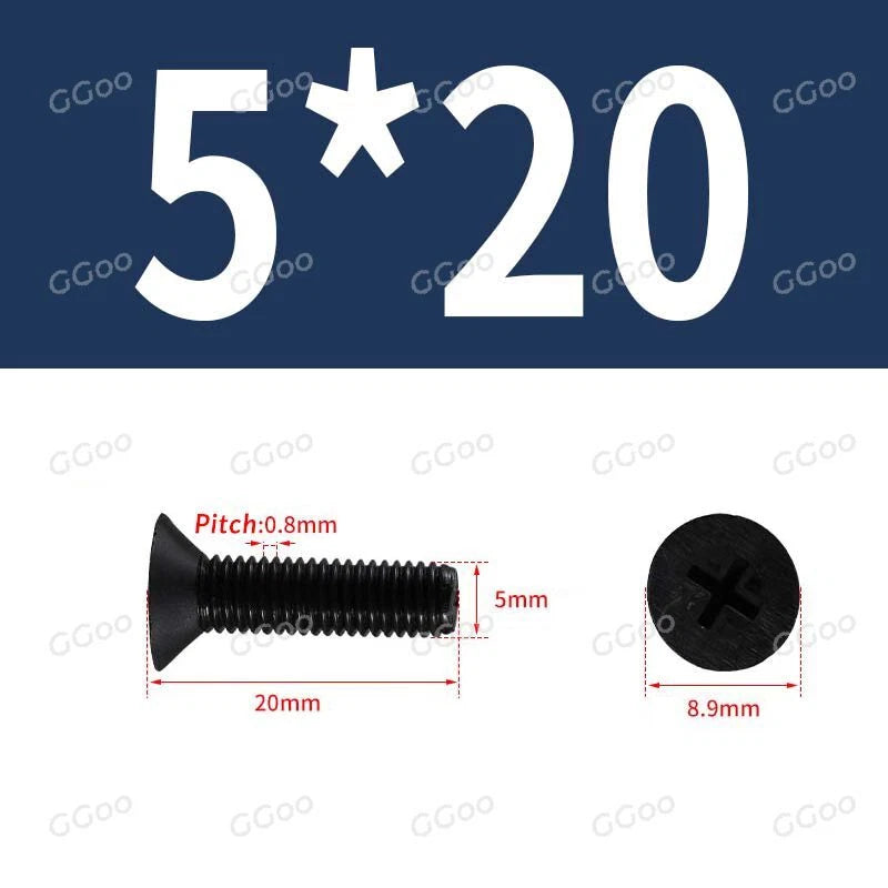 Nylon Countersunk Phillips Screws M2.5–M8, PA66 Non-Conductive Corrosion-Free