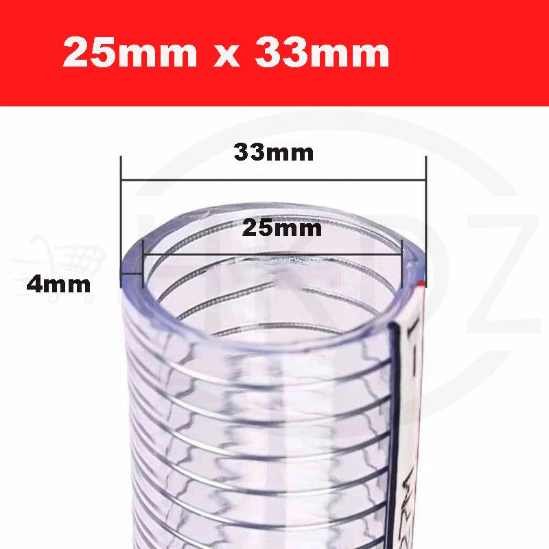 Wire Reinforced Clear PVC Hose Pipe — Heavy Duty, Flexible, Water Air Fuel