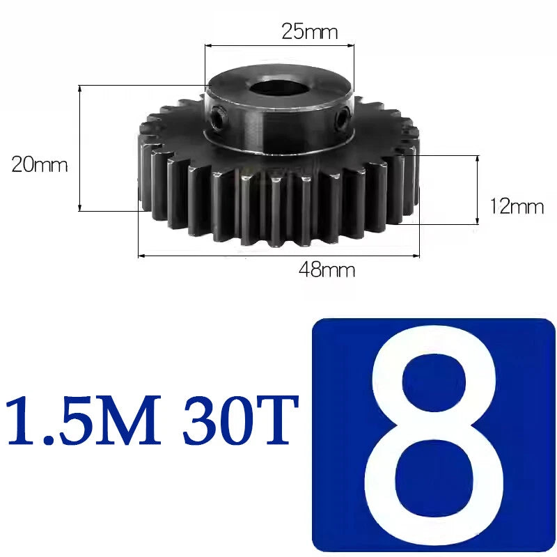 Spur Gears 1.5 Mod Transmission Gear With Step 45#Steel Pinion Motor Gear 15~50T