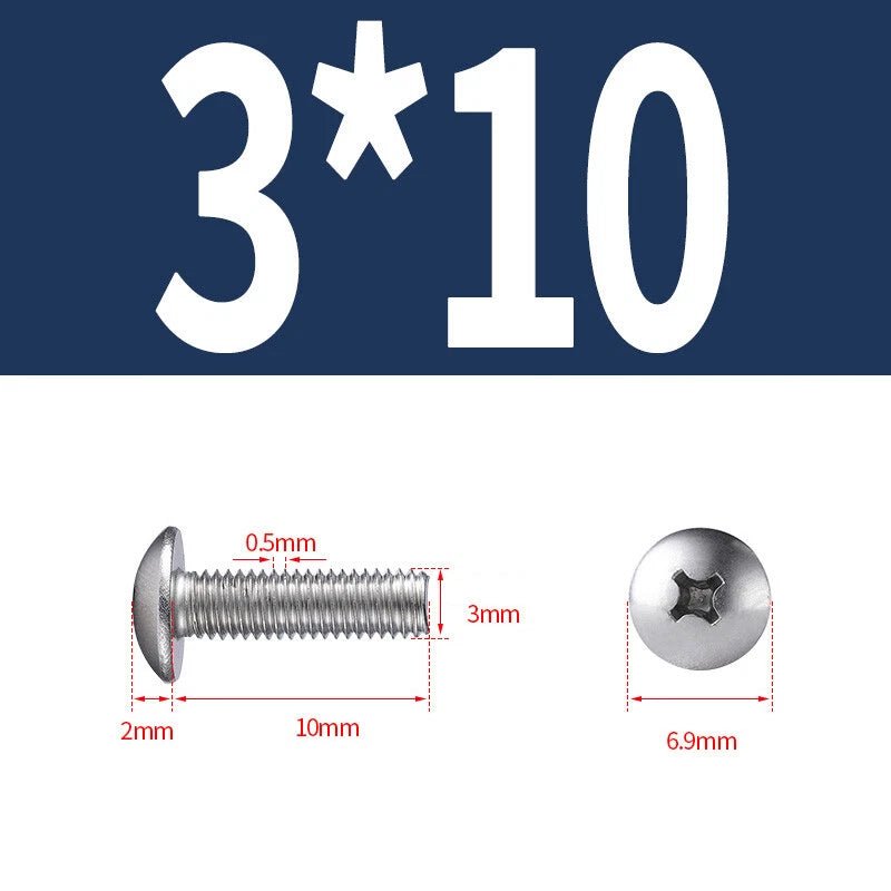 Phillips Button Head Machine Screws — Steel M2 M2.5 M3 M4 M5 M6 - HomeDIYer