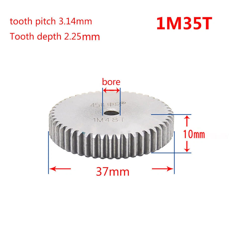 1 Mod Spur Gear 10T - 150T Tooth pitch 3.14mm 45# Steel Metal Gear for Motor