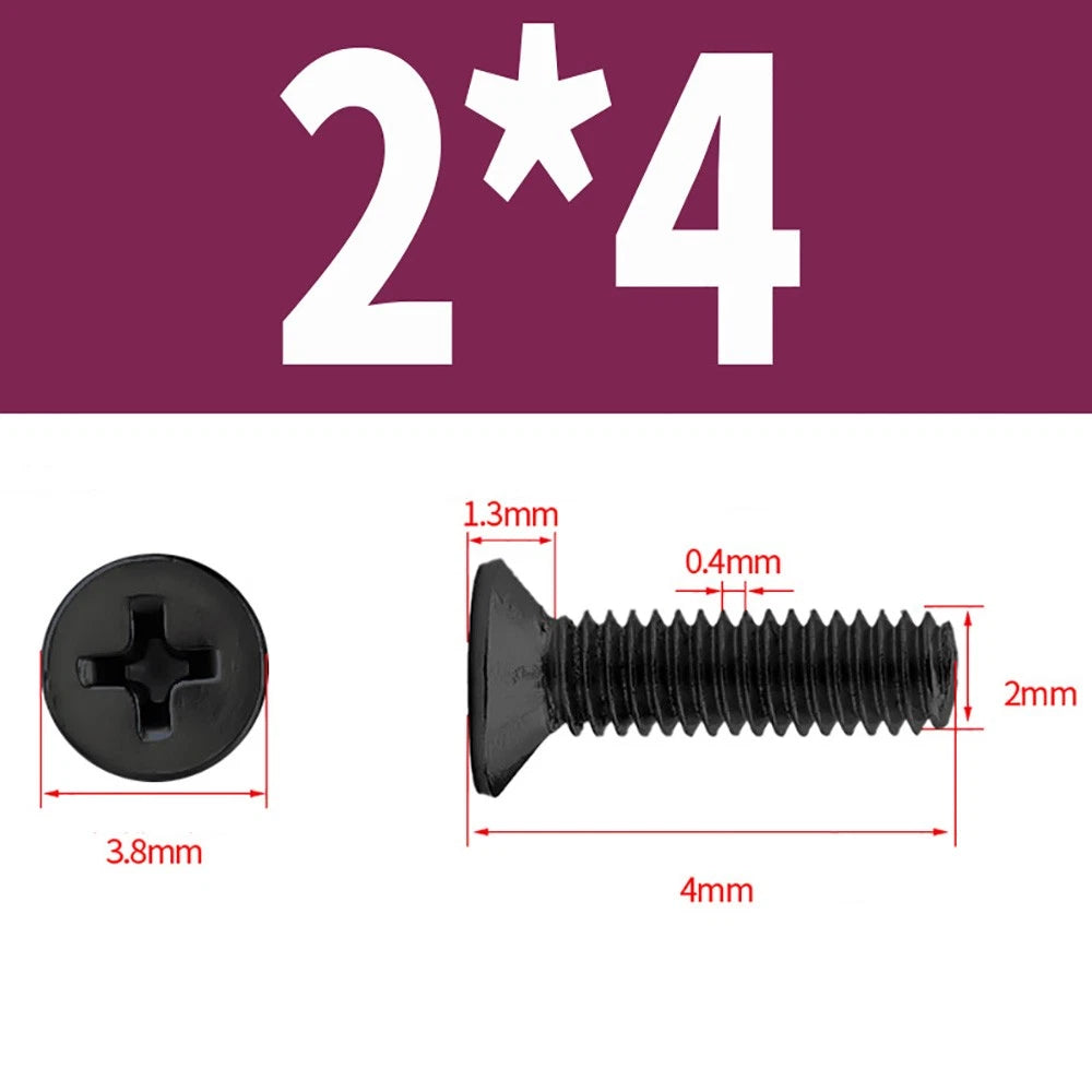 Black Phillips Flat Head Countersunk Machine Screws — Carbon Steel M1–M6