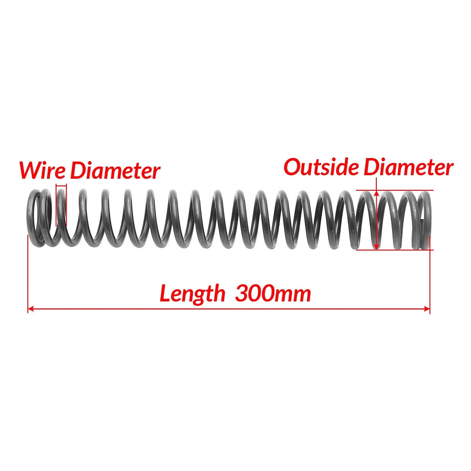 Compression Spring Pressure Springs, Wire Dia 2-3.5mm, OD 10-60mm, Length 300mm