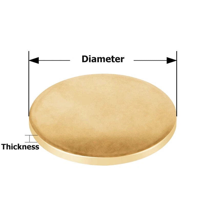 H62 Brass Round Sheet Solid Plate Metal Disc Thickness 0.3/0.5/0.8mm OD 10-300mm