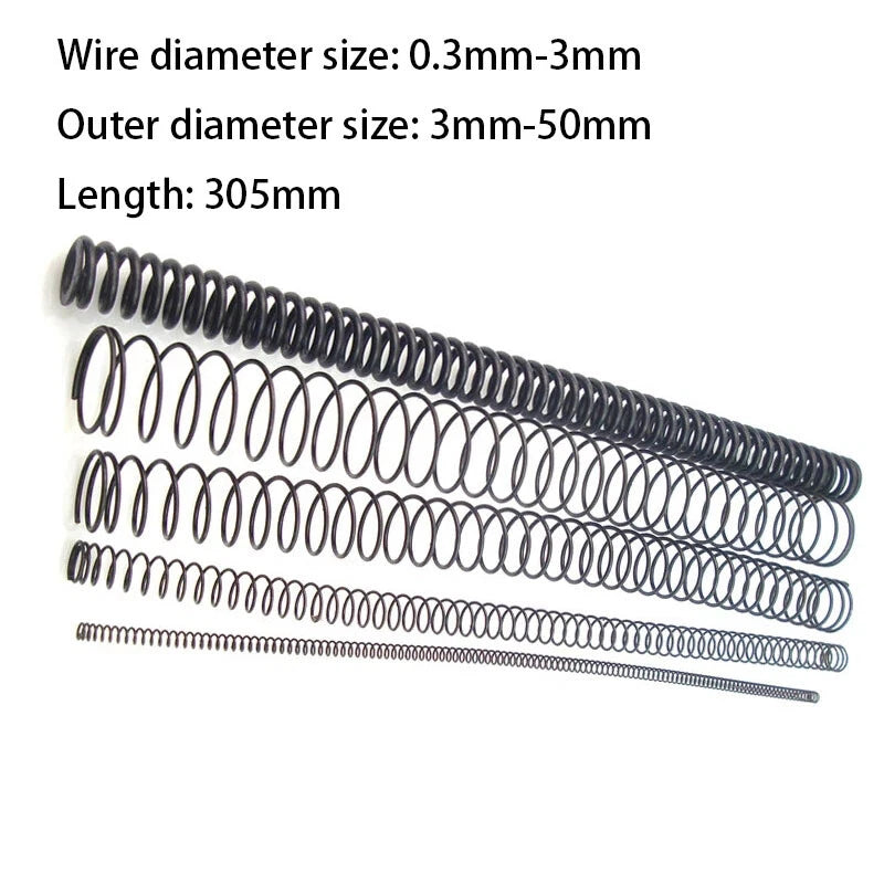 Compression Pressure Spring Wire Dia 0.3-3mm Spring Steel OD 3mm~50mm Long 305mm
