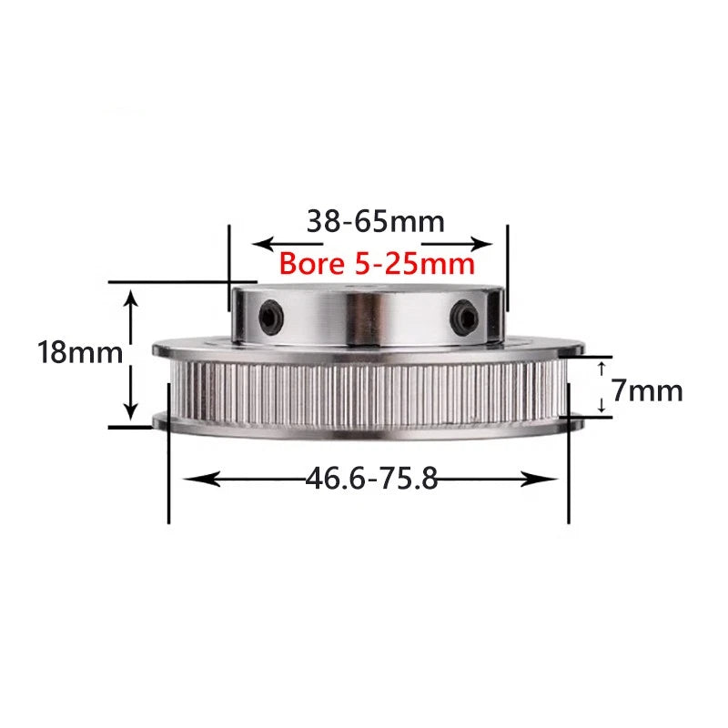 2GT Timing Pulley Synchronous Wheel 74-120 Teeth 6mm Belt 5mm-20mm Bore for 3D
