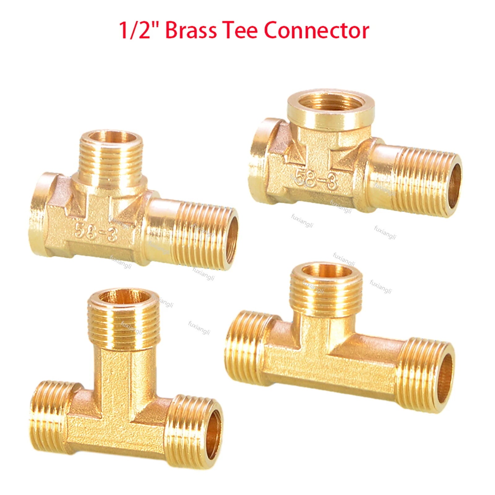 Brass BSP 1/2" T-Shape Tee Pipe Fitting | Male & Female Thread Connector