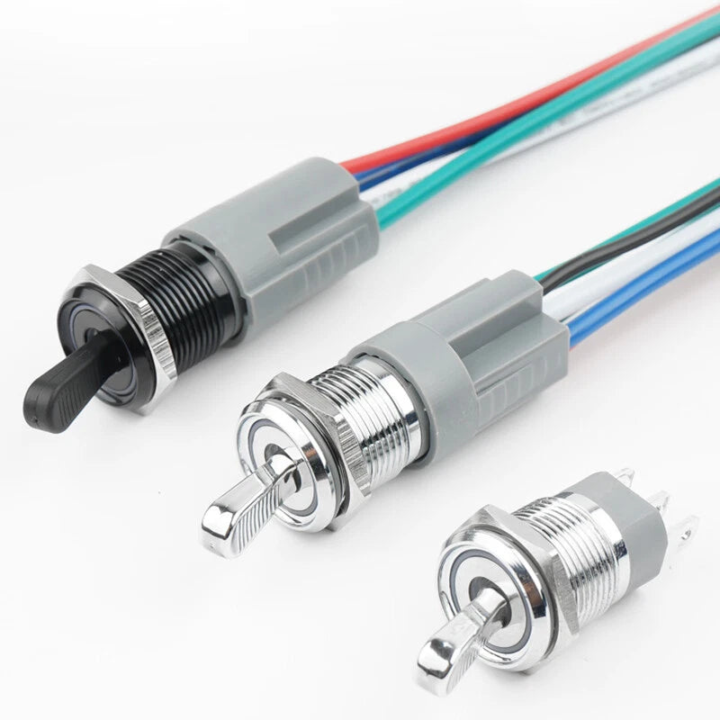 16mm Metal Toggle Switch – 15A 2-Position ON/OFF with LED Indicator, IP65 Waterproof