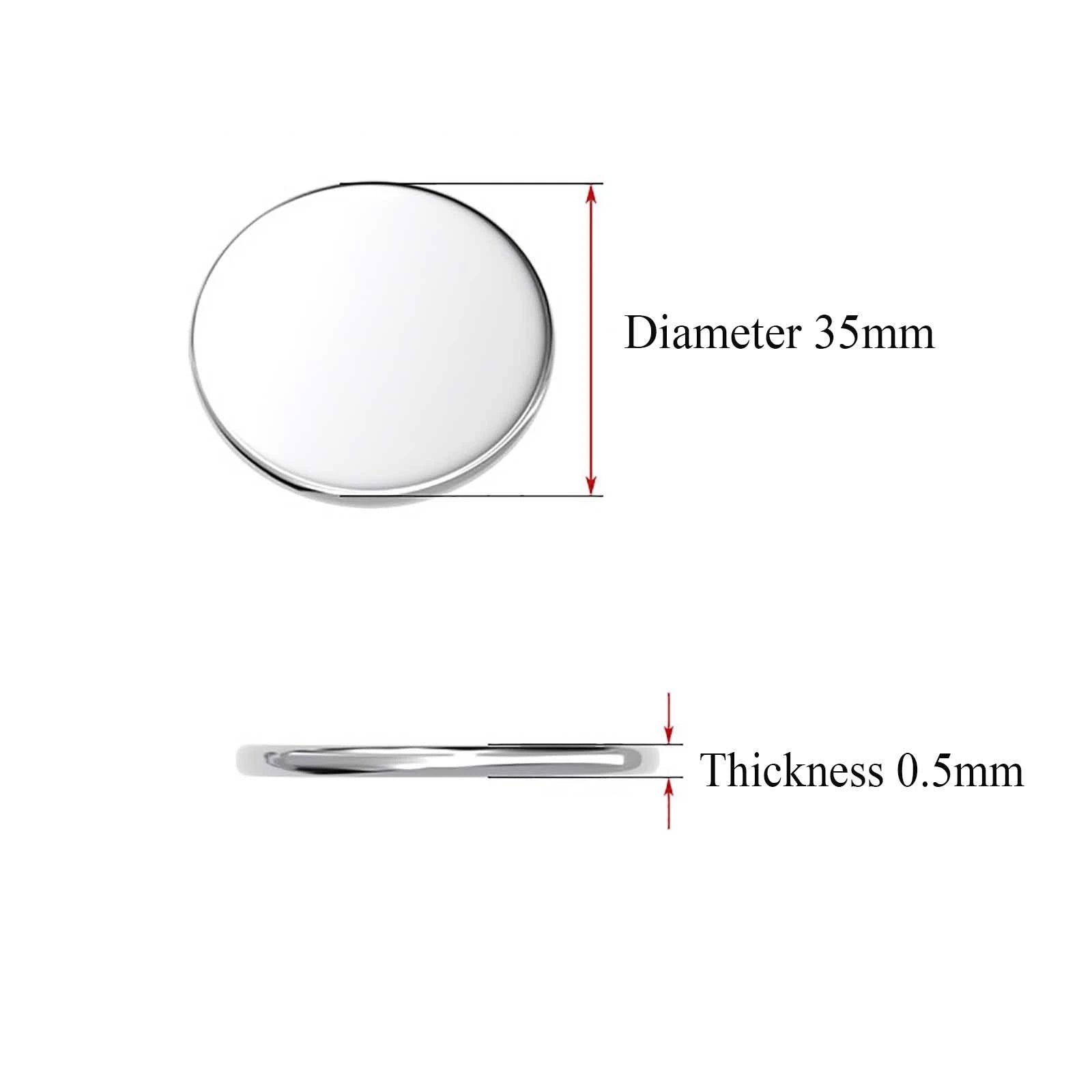 Stainless Steel 304 Blank Round Disc — 35mm Metal Plate (10-Pack)