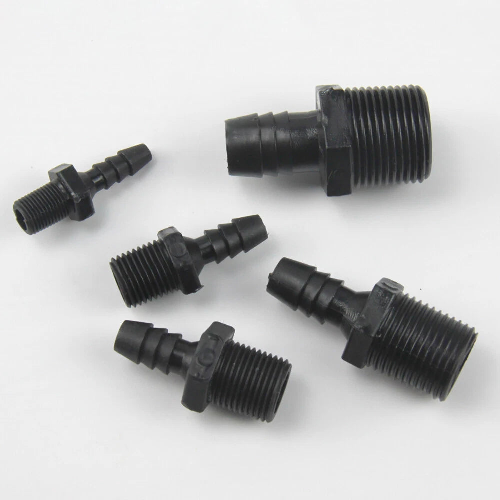 Male NPT Plastic Hose Barb Fitting — Straight Hosetail Connector