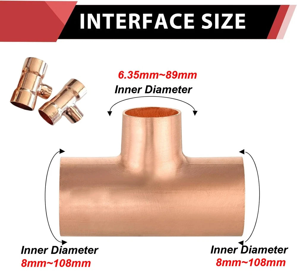 End Feed Reducing Tee Copper Pipe Fittings — WRAS Approved | 8mm to 108mm