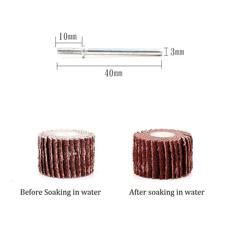 15mm Sanding Flap Wheel Discs 80-600 Grit with 3mm Mandrel – Dremel Rotary Tool Accessory
