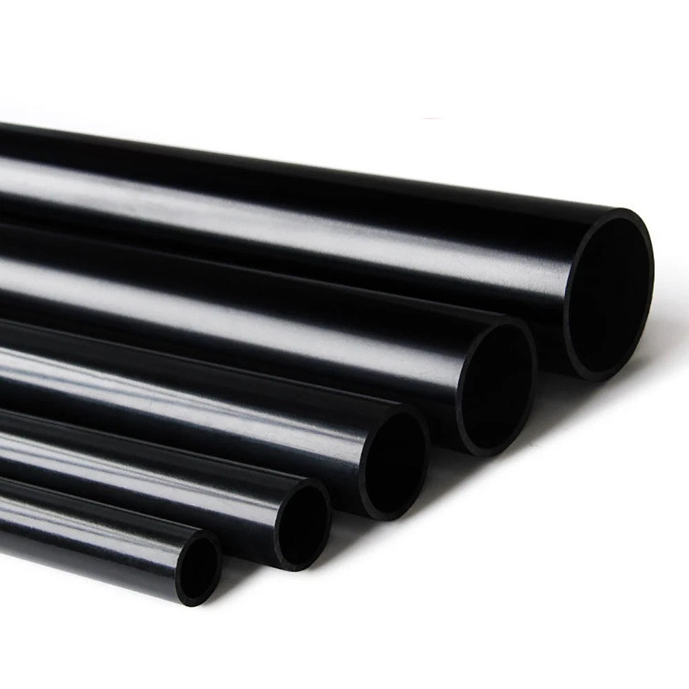 Black PVC Round Tube Pipe — Solvent Weld Hard Tubing | 20–50mm OD, 500mm Long