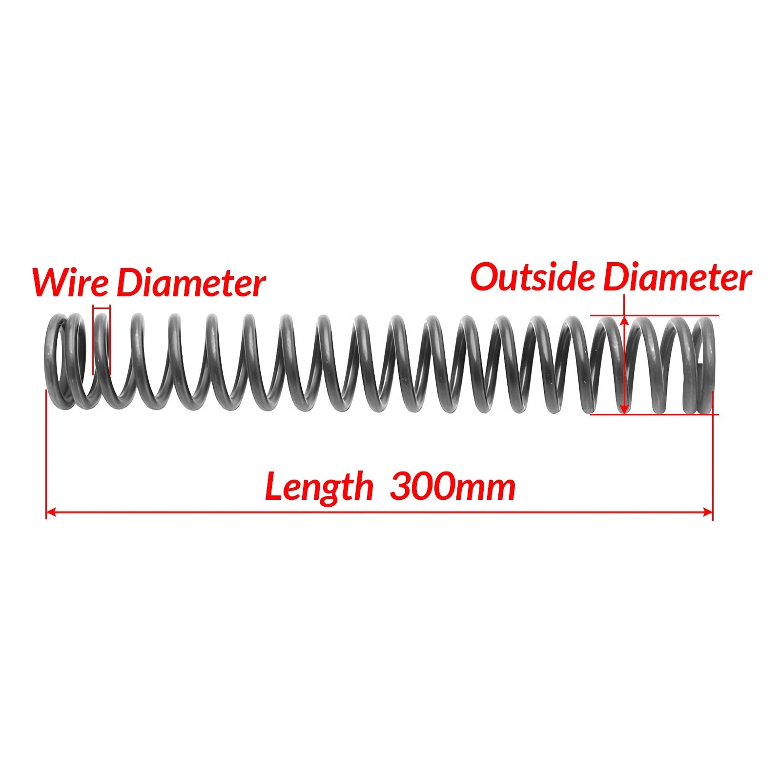 Compression Spring Pressure Springs, Wire Dia 0.3-1.0mm, OD 2-25mm, Length 300mm