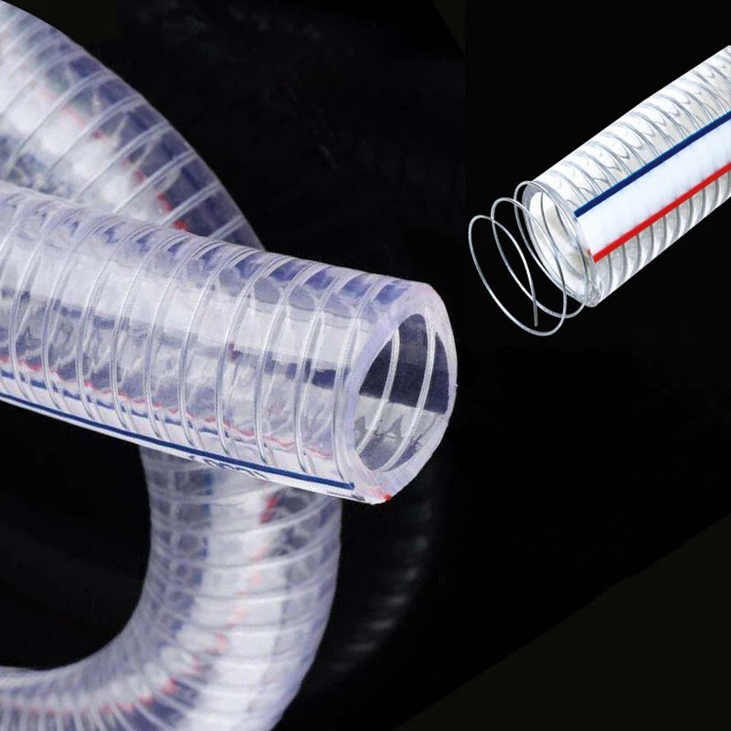 PVC Clear Flexible Reinforced Braided Hose — ID 10–102mm, 1M/2M/3M