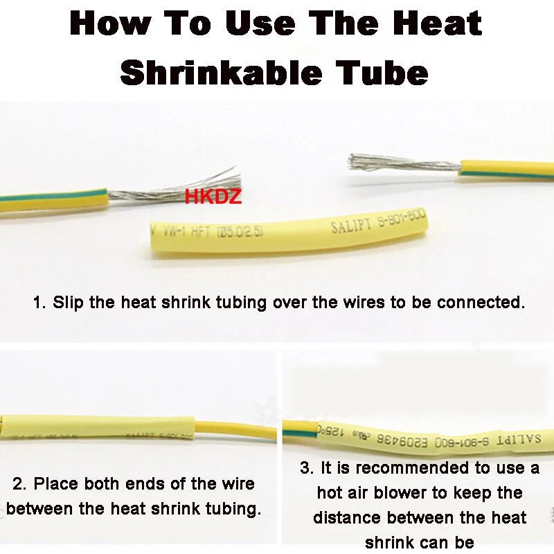 Yellow - Green Heat Shrink Tubing – Electrical Wire Sleeving & Cable Insulation (φ1mm–50mm) - HomeDIYer