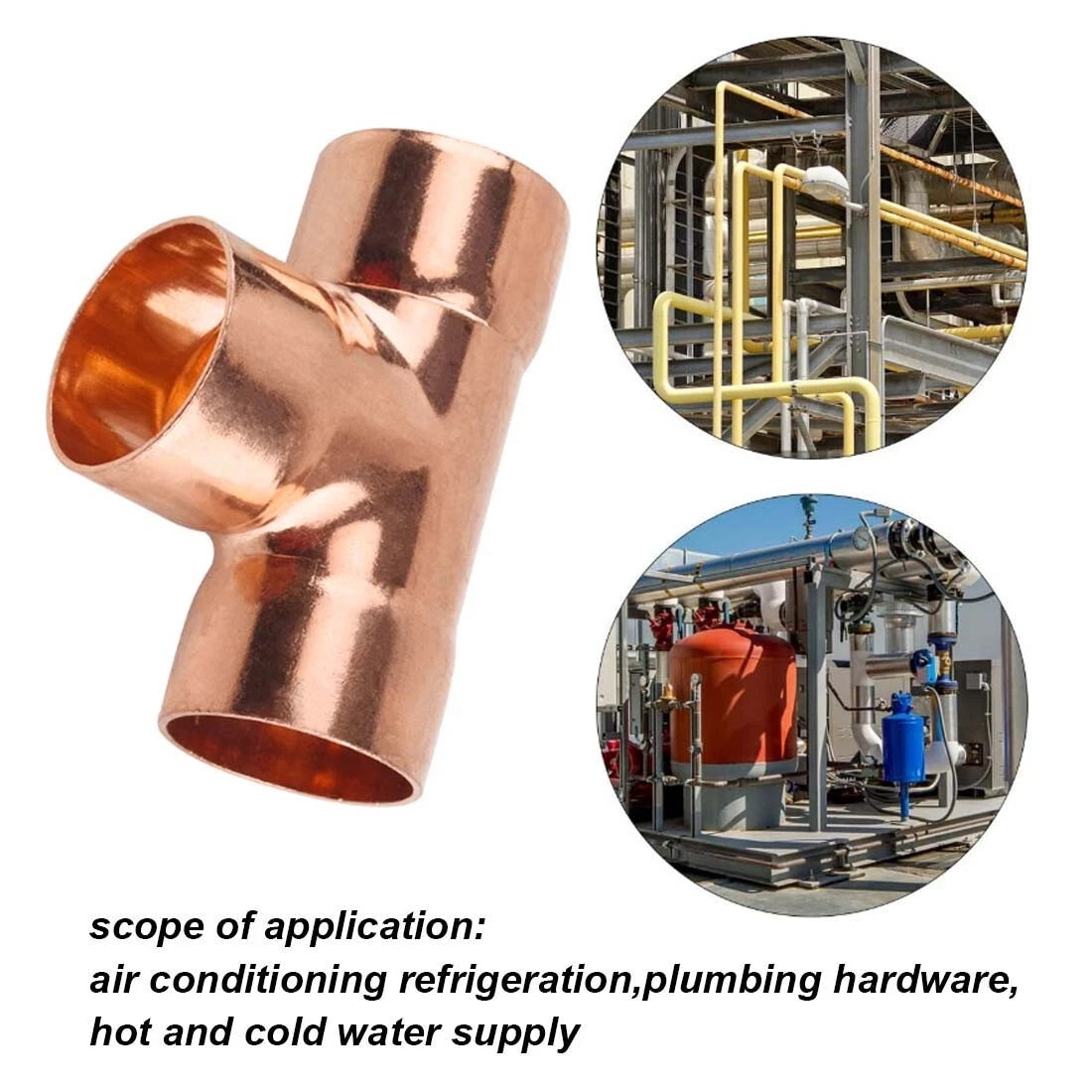 Copper End Feed Equal Tee Fitting | 3-Way Pipe Connector Φ6mm–Φ133mm