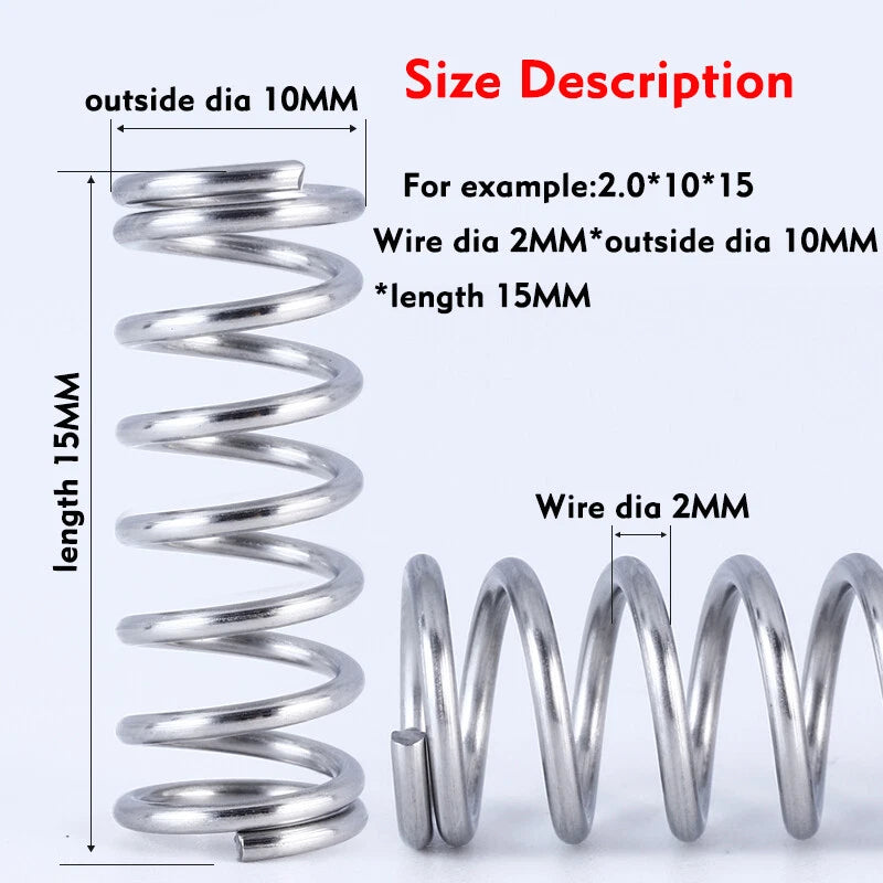 10X Compression Spring 5-14mm Diameter 10-50mm Long Wire Dia 0.8mm Pressure Big