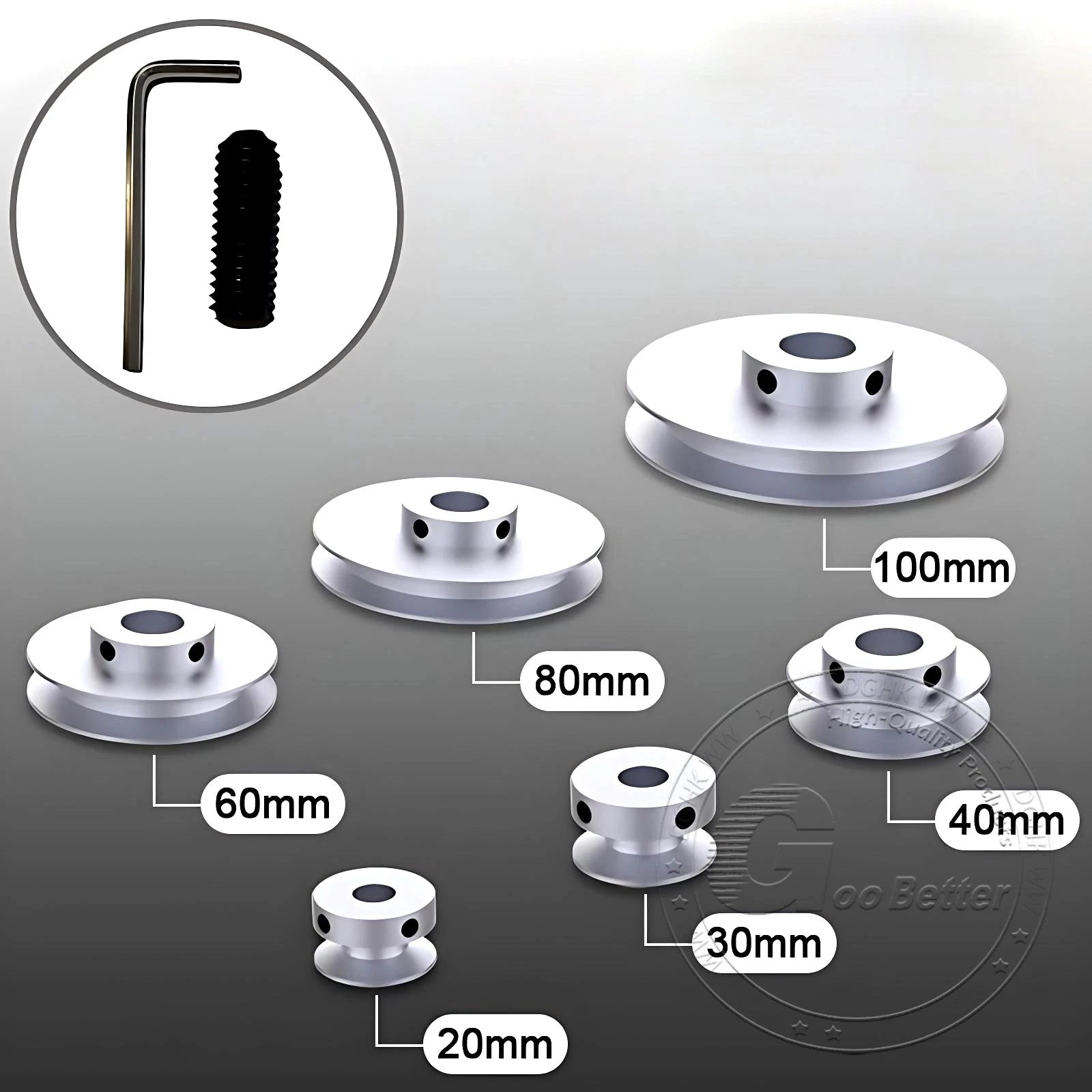 V Grooved Pulley Aluminum Round Belt Pulleys For 7mm Belt Single/Double Grooved