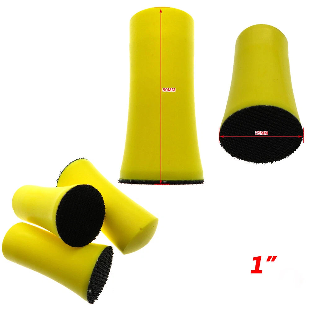1" 1.2" 2" 3" 4" 5" Round Hand Sanding Blocks — PU Foam Hook & Loop Backing Pads for Sandpaper and Polishing