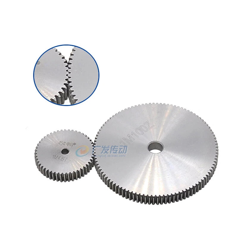 Steel Spur Gear 1,1.5,2 Mod 12T-150T Teeth Metal Pinion Gear 14-258mm Outer Dia