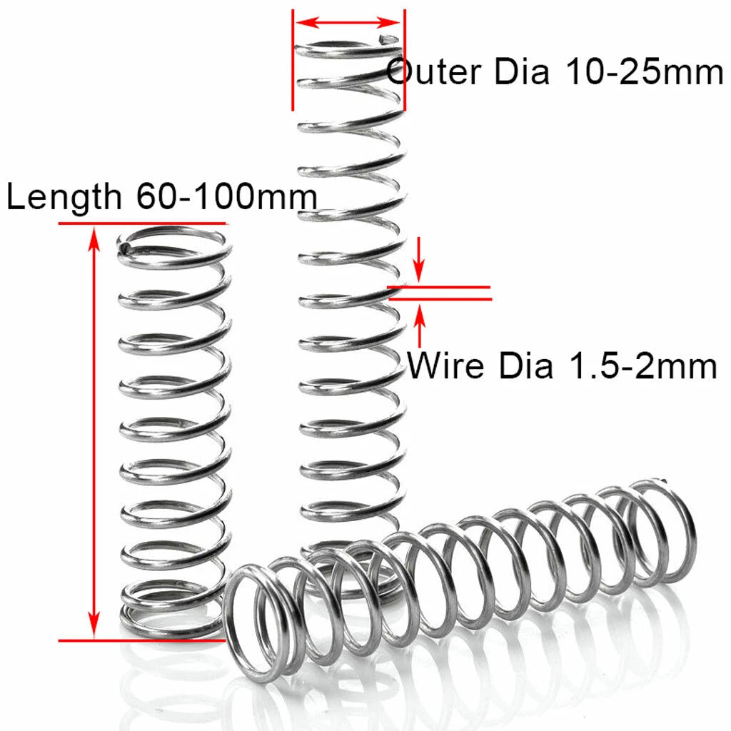 60-100mm Compression Spring 1.5-2mm Wire 304 Stainless Steel Pressure Springs