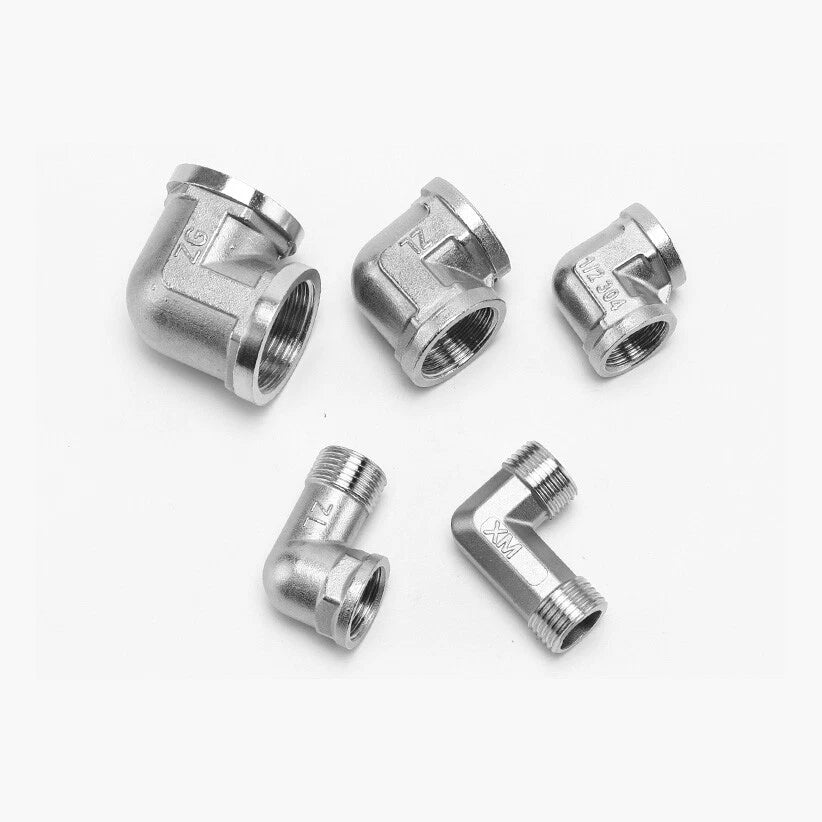 201 Stainless Steel 90° Elbow Pipe Fitting — BSP 1/2" 3/4" 1" Male Female Thread