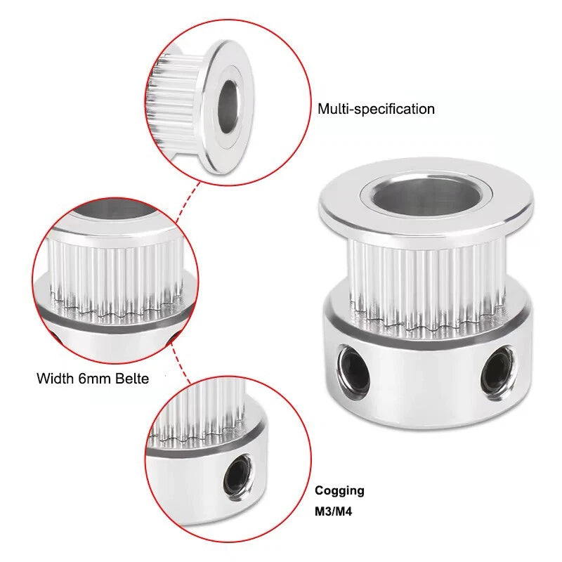 GT2 6mm Timing Belt Tooth Idler Drive Pulley 16T 20T 30T 36T 40T Bore:3mm-10mm
